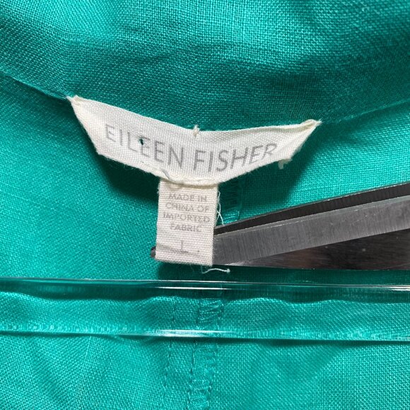 Eileen Fisher Linen Kelly Green Blazer Women’s L Resortwear Minimalist Old Money - Picture 4 of 12